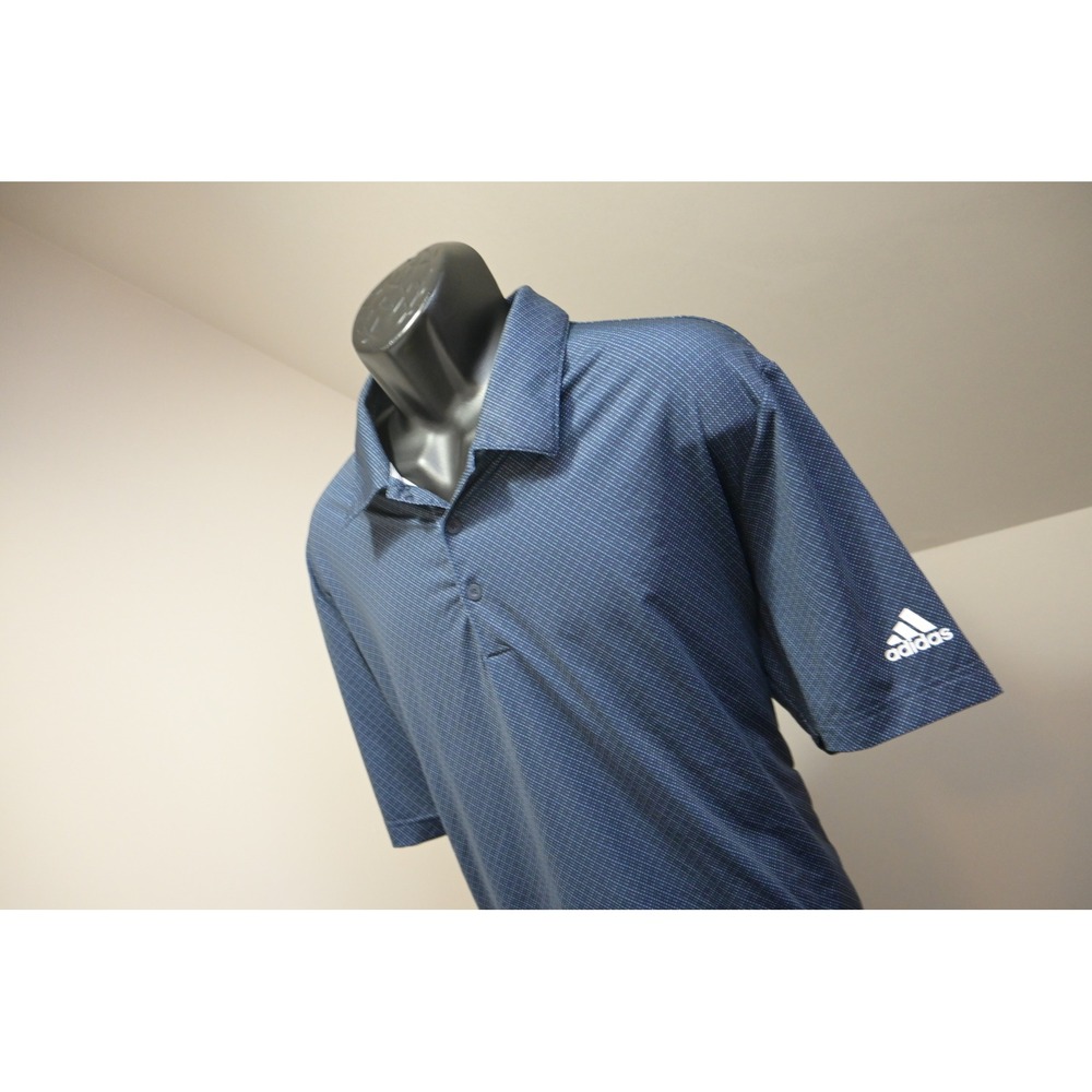 Adidas Golf Polo Shirt Mens XL‎ Navy Blue Micro Dot Diamond Stretch Excellent